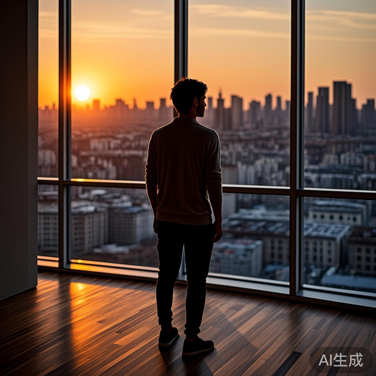 独自站在窗边沉思的人