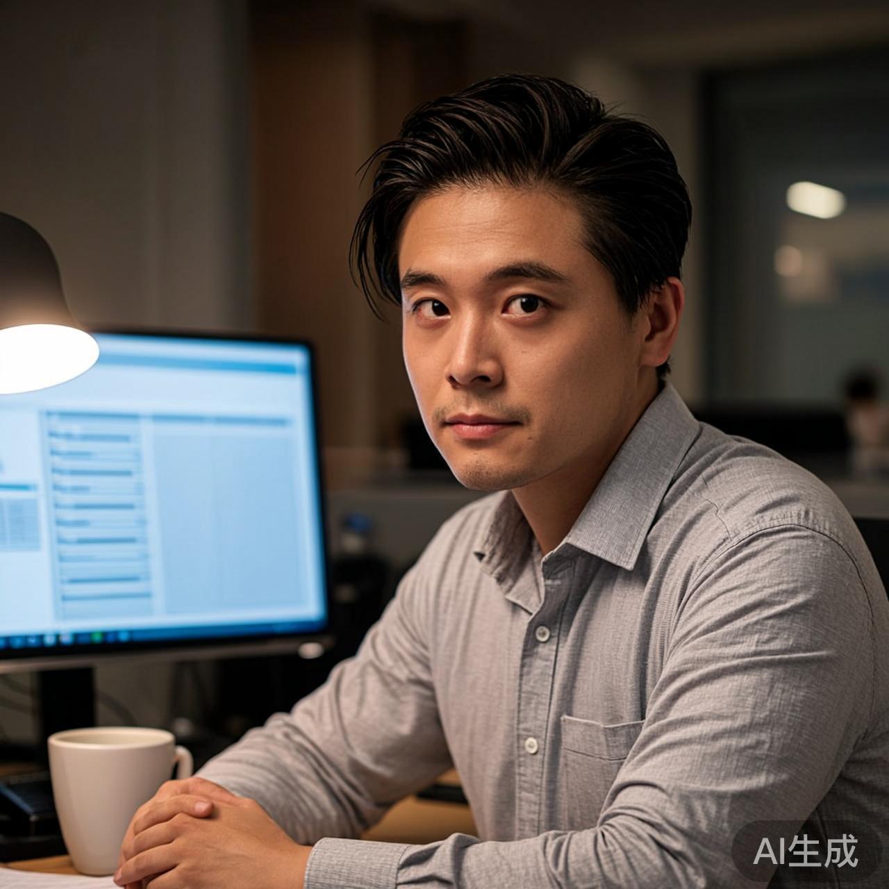 办公室场景：程序员盯着屏幕