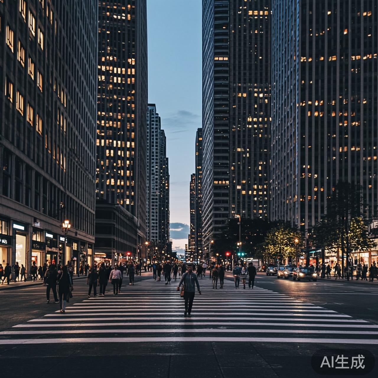 金融区黄昏的街景
