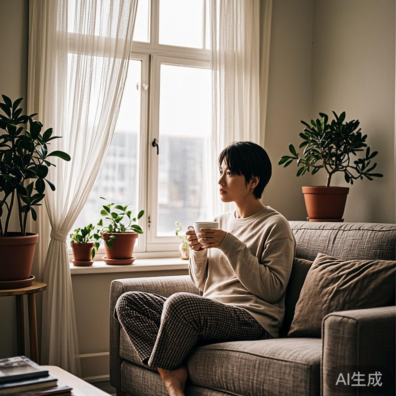 窗边独处的安静时刻