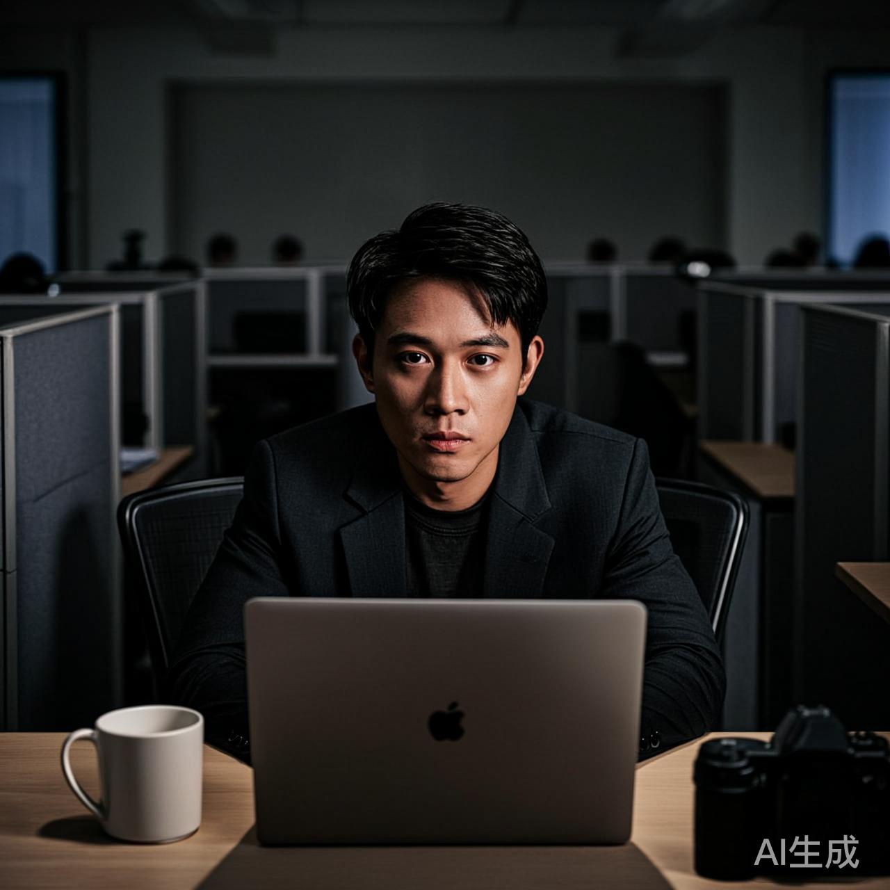 空荡荡的办公室，一个人加班