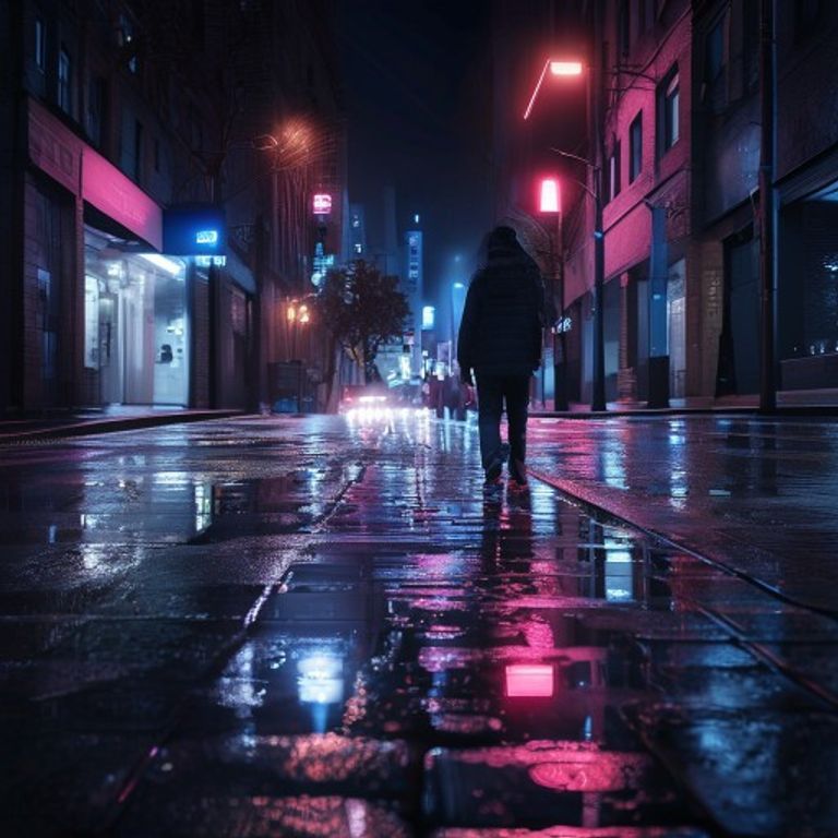 夜晚独自散步放松