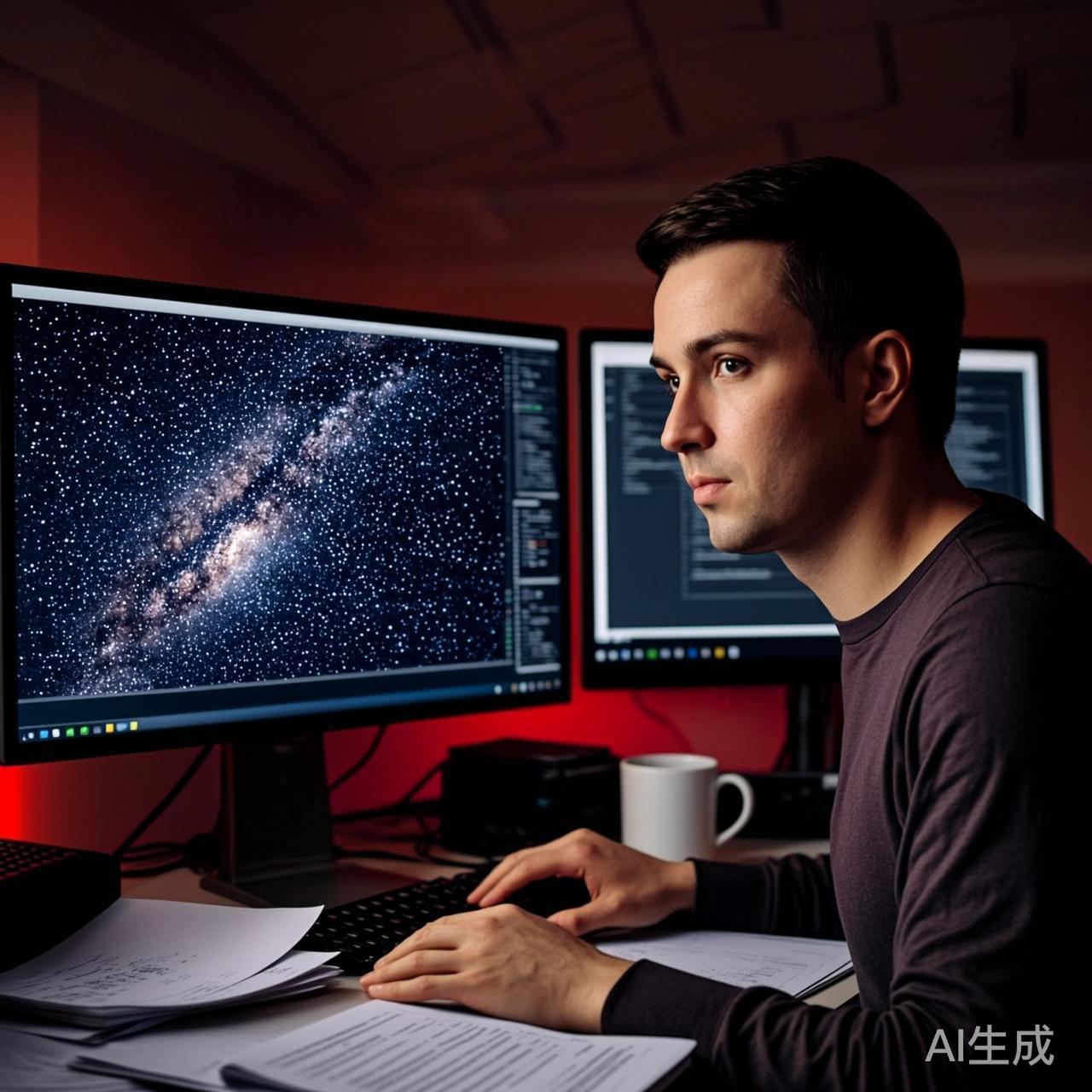 天文学家在控制室查看AI发现的星表