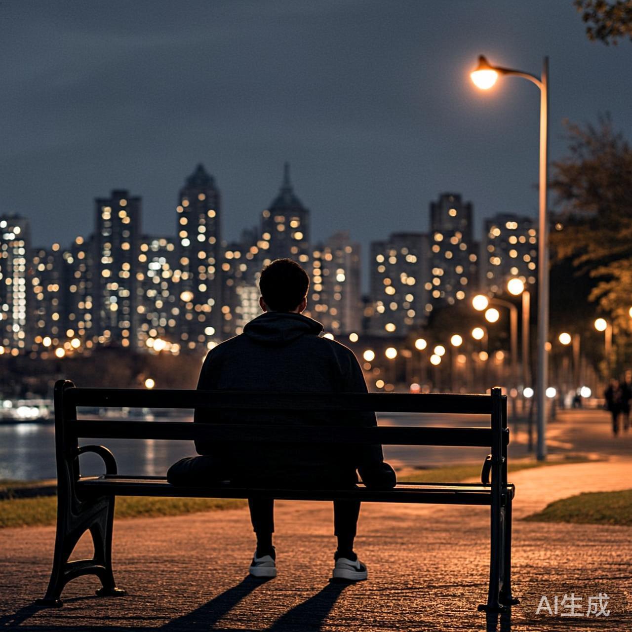 长椅与城市夜景