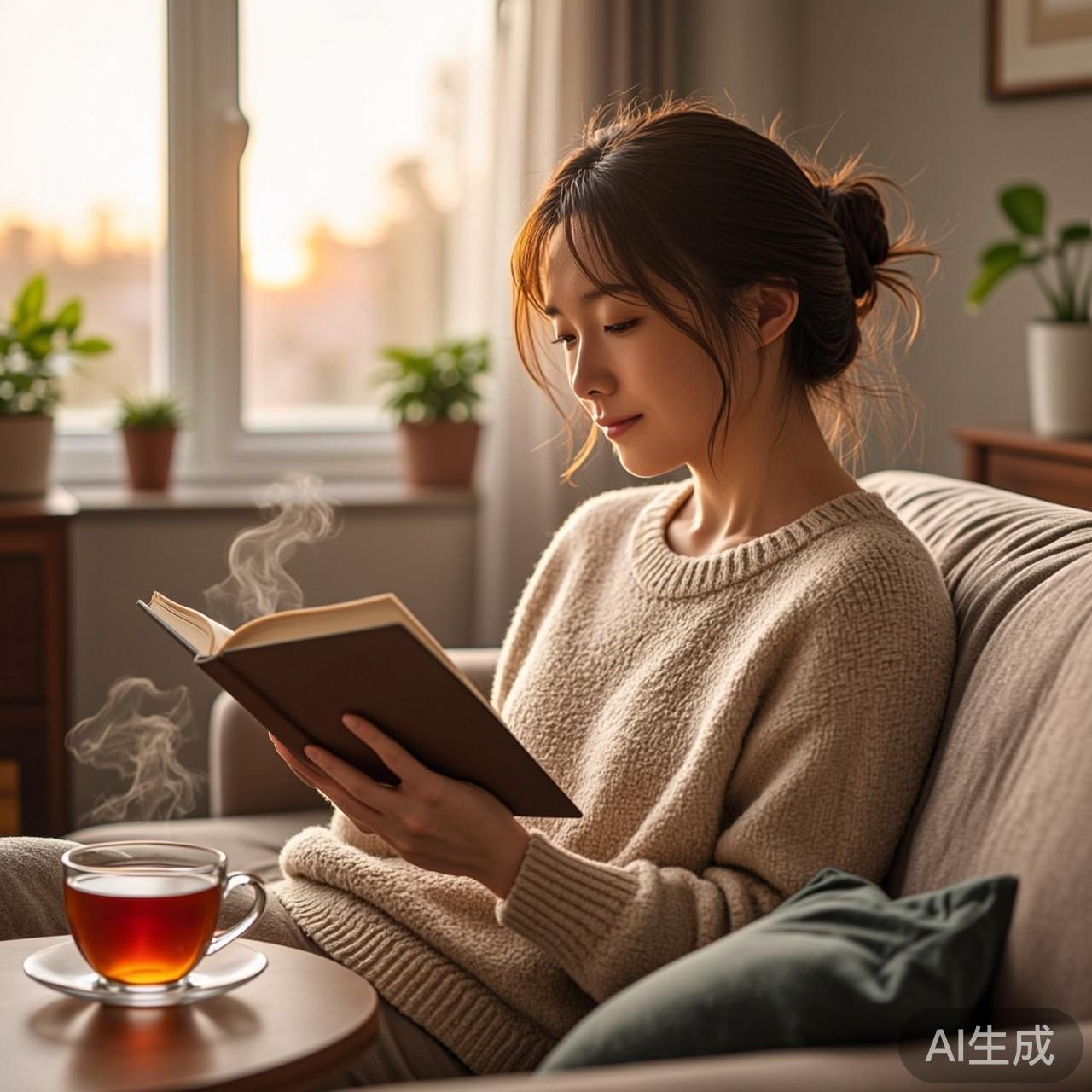 一个人在沙发上享受独处时光
