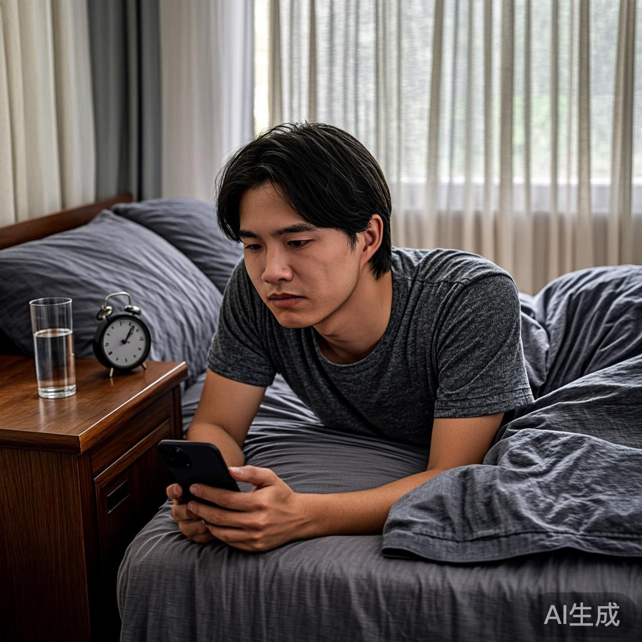 疲惫的早晨：床上做冥想的人